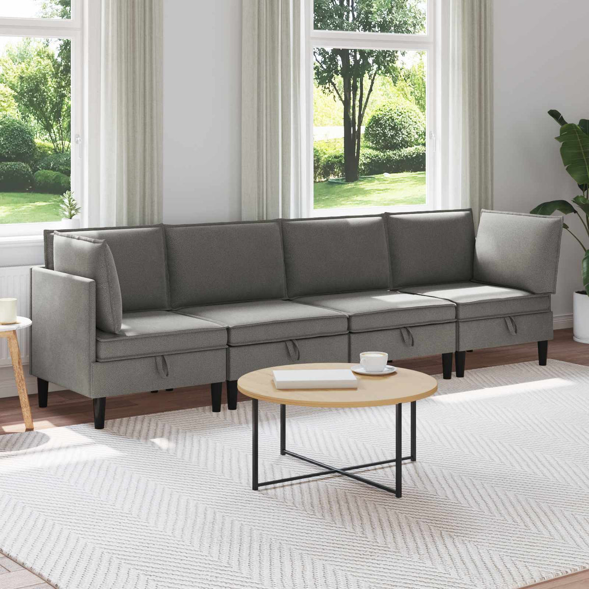 vidaXL Woonkamer Meubelset 3 pcs Crèmekleurig Stof