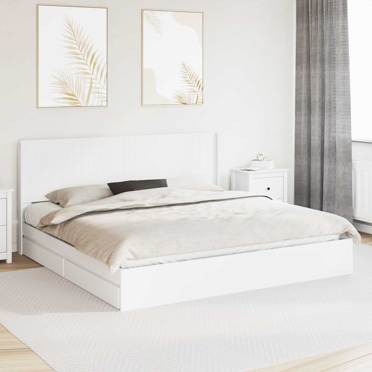 vidaXL Bedframe met opbergruimte en hoofdbord Wit 180 x 200 cm