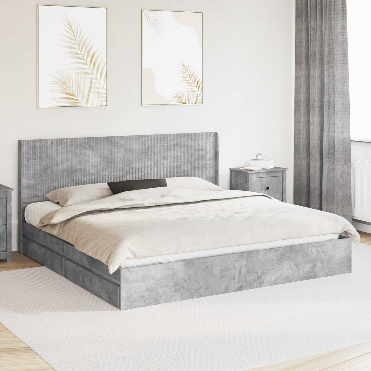 vidaXL Bedframe met opbergruimte en hoofdbord Wit 180 x 200 cm