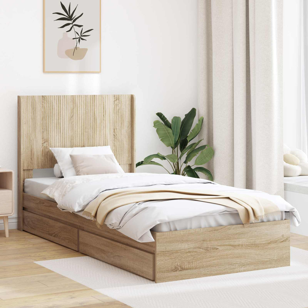 vidaXL Bedframe met opbergruimte en hoofdbord Wit 180 x 200 cm
