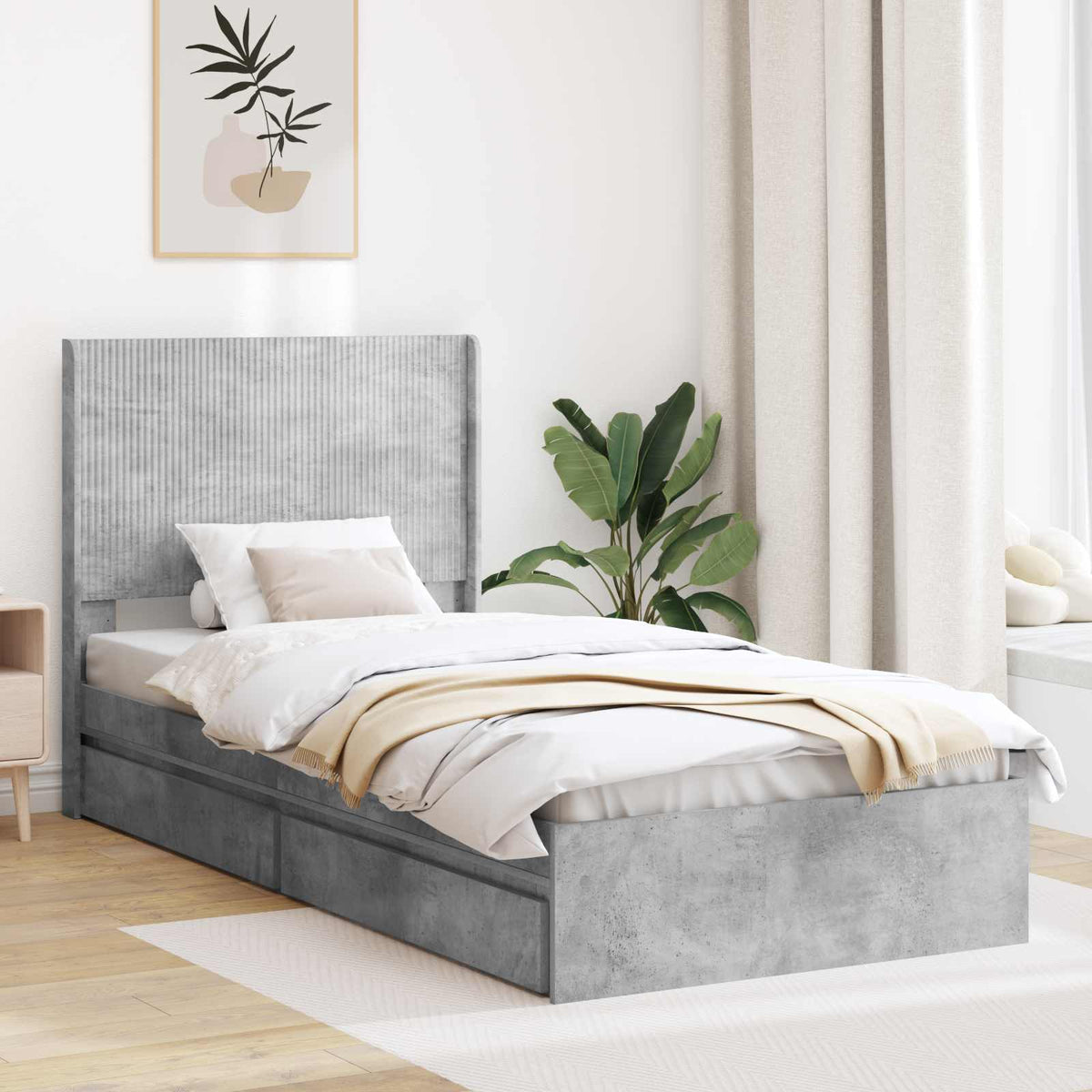vidaXL Bedframe met opbergruimte en hoofdbord Wit 180 x 200 cm