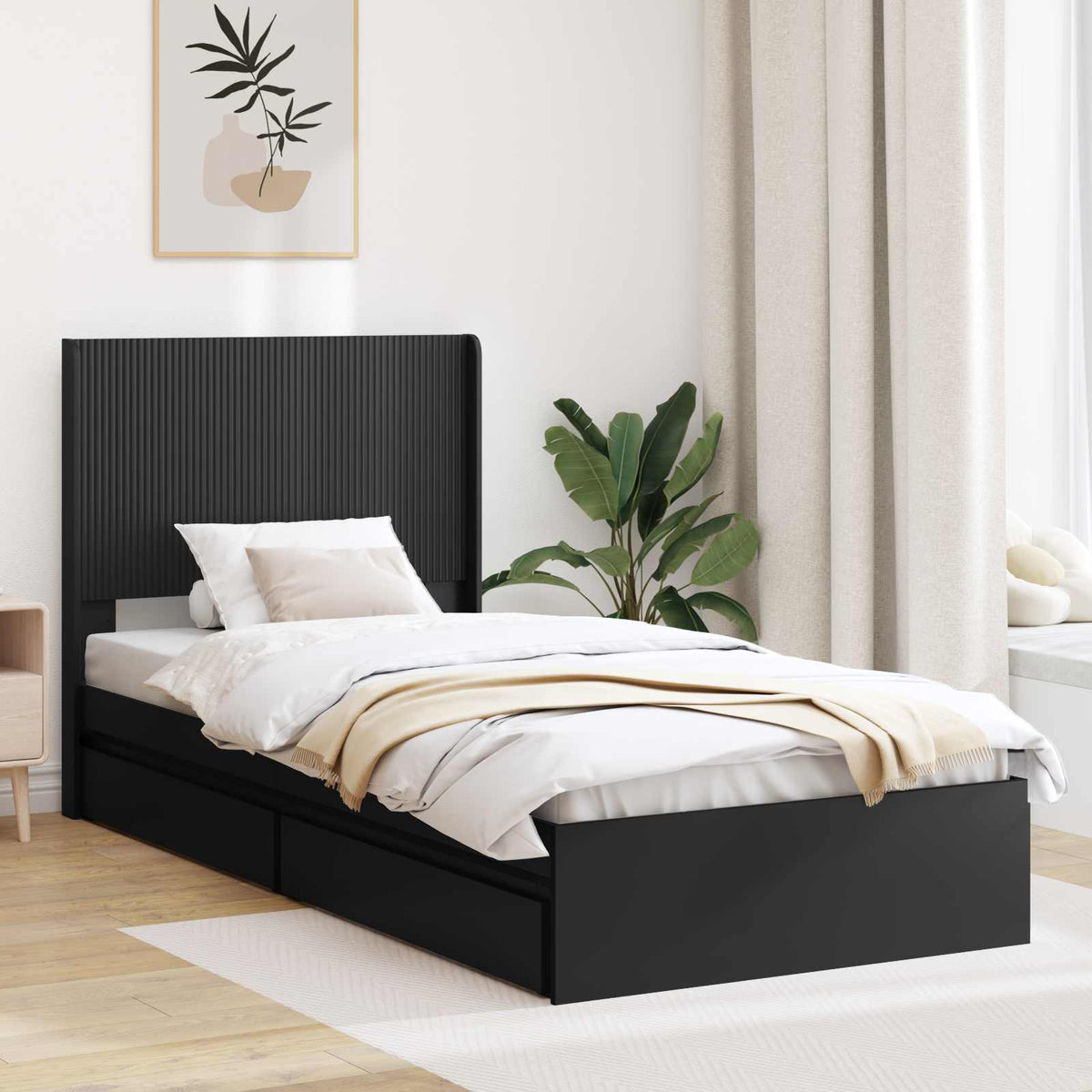 vidaXL Bedframe met opbergruimte en hoofdbord Wit 180 x 200 cm