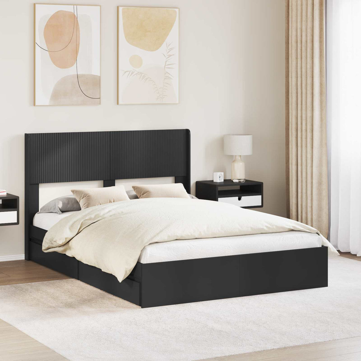 vidaXL Bedframe met opbergruimte en hoofdbord Wit 180 x 200 cm