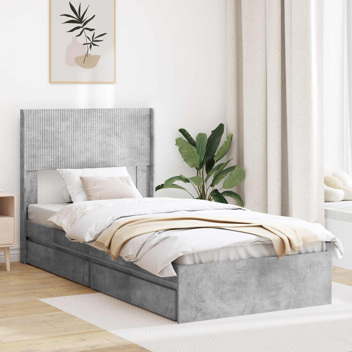 vidaXL Bedframe met opbergruimte en hoofdbord Wit 180 x 200 cm
