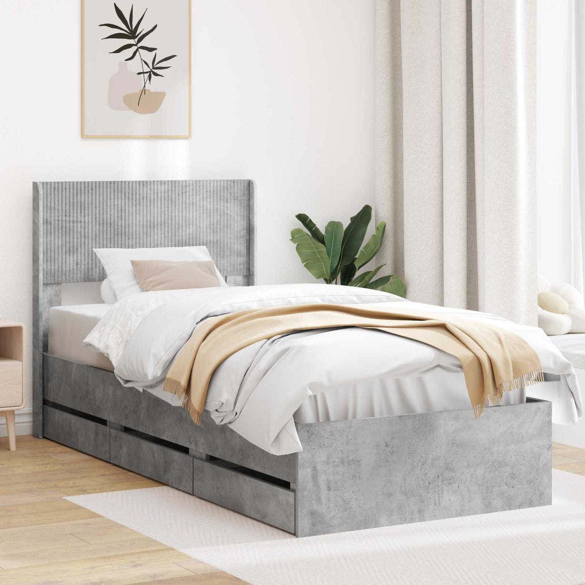 vidaXL Bedframe met opbergruimte en hoofdbord Zwart 200 x 200 cm