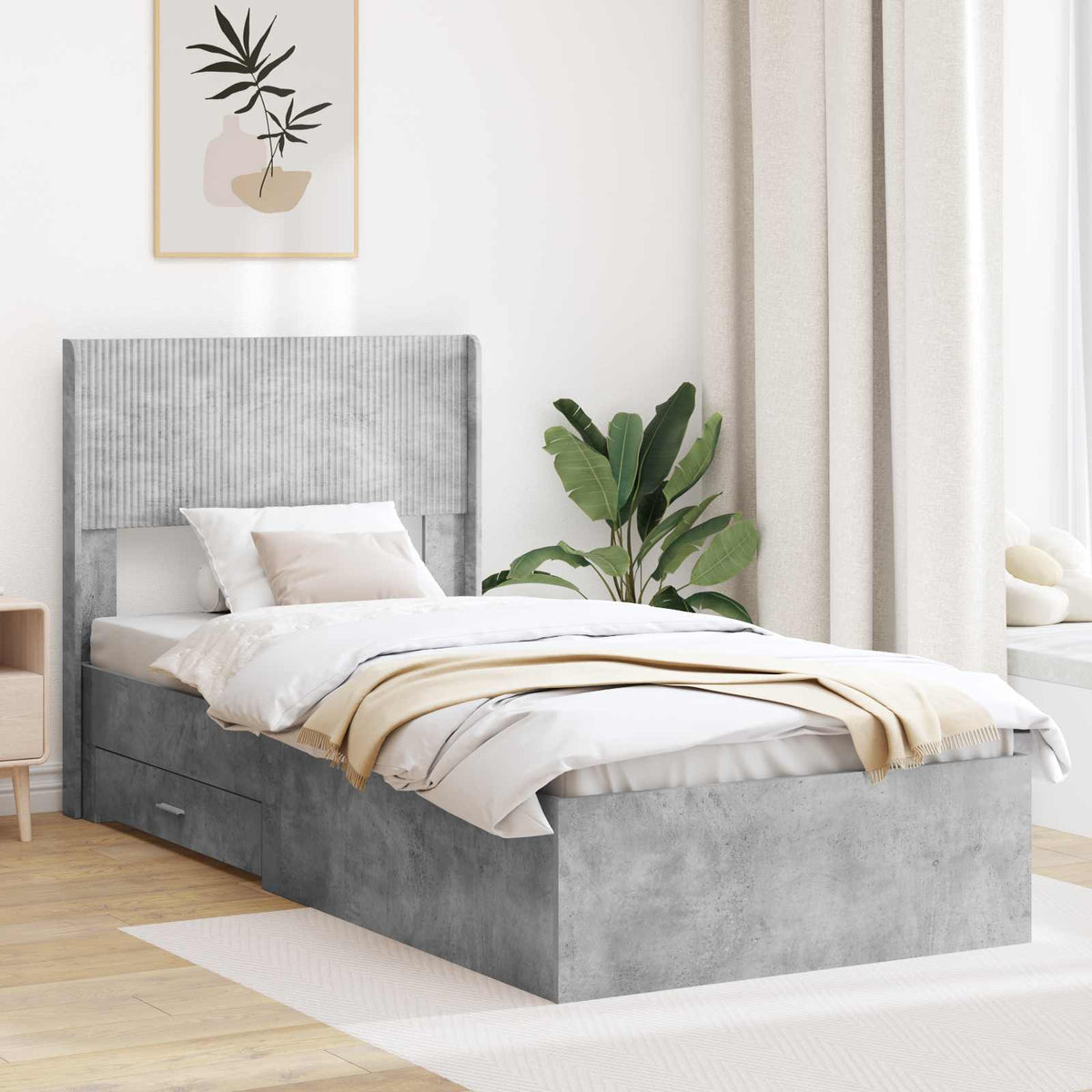 vidaXL Bedframe met opbergruimte en hoofdbord Zwart 200 x 200 cm