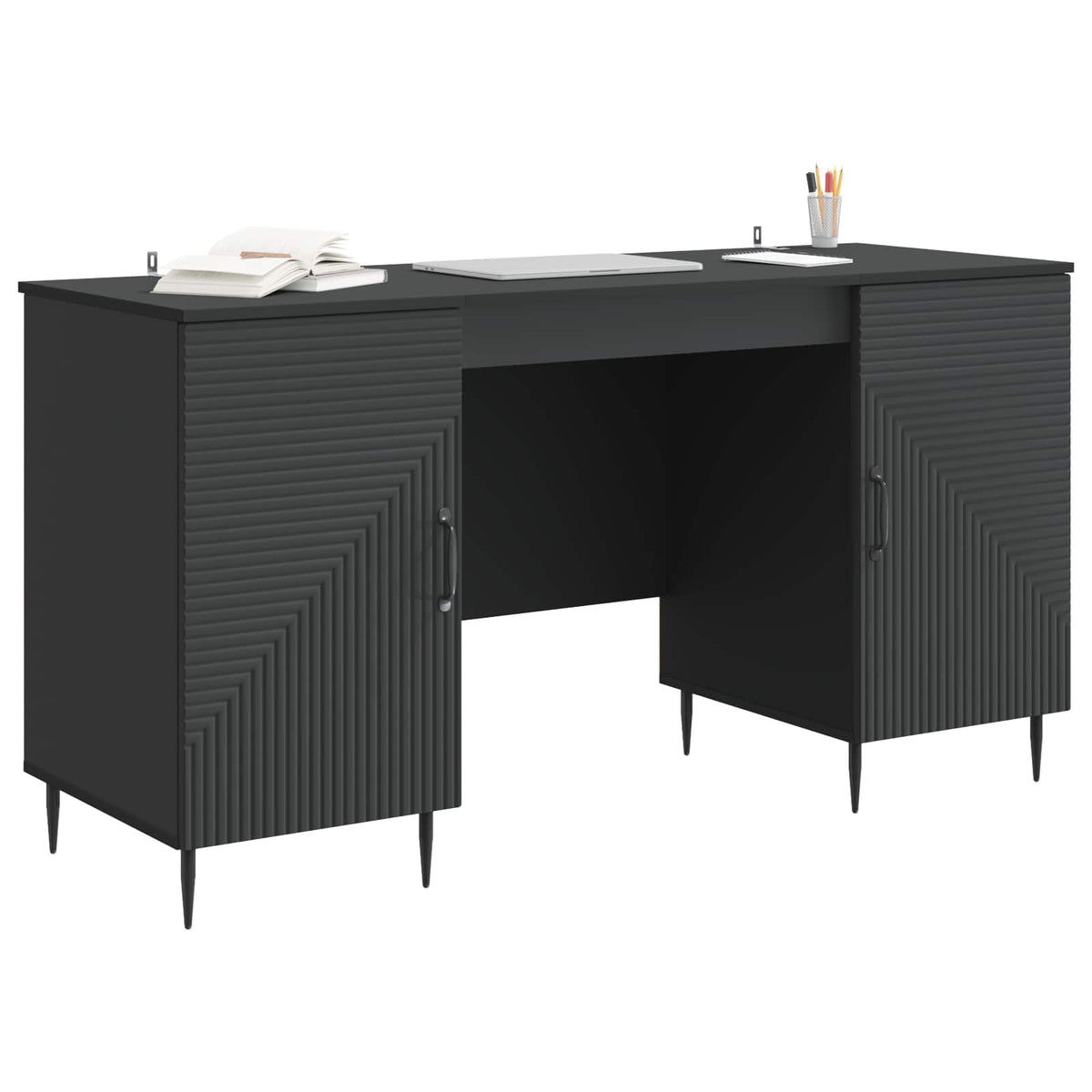 vidaXL Bureau met plank Zwart 142,5 x 50 x 75 cm Bewerkt hout