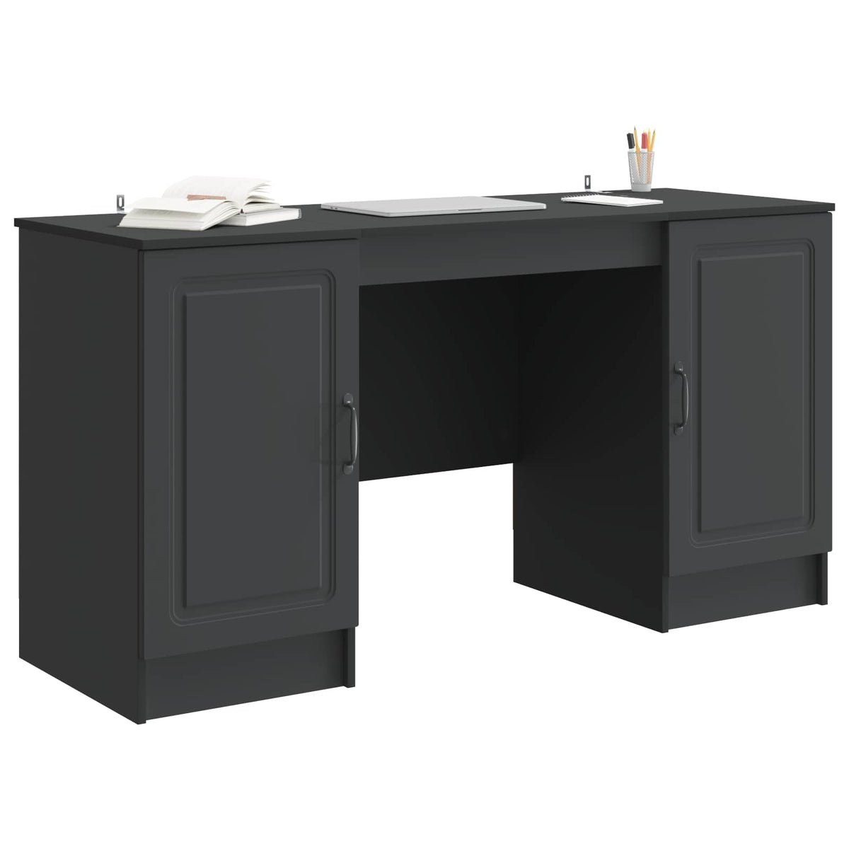 vidaXL Bureau met plank Zwart 142,5 x 50 x 75 cm Bewerkt hout