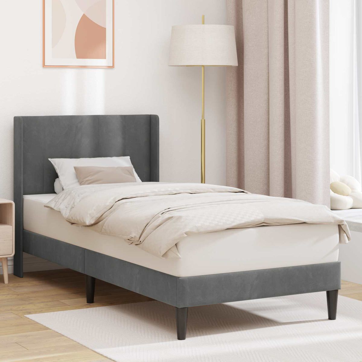 vidaXL Bedframe met hoofdeinde Donkergrijs 180 x 200 cm Fluweel