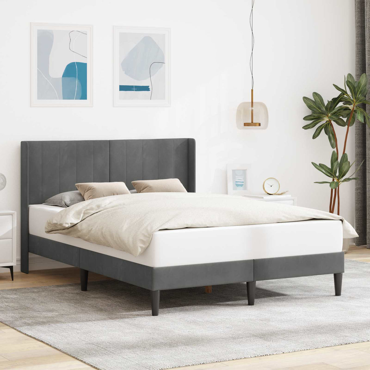 vidaXL Bedframe met hoofdeinde Donkergrijs 180 x 200 cm Fluweel