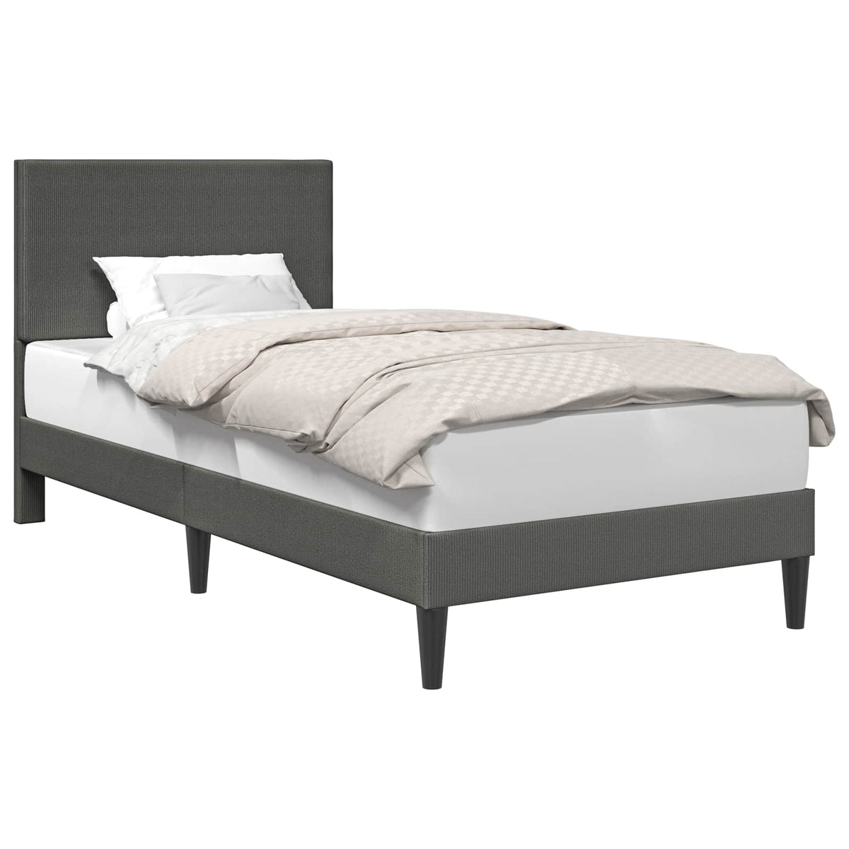 vidaXL Bedframe met hoofdeinde Donkergrijs 90 x 190 cm Katoen Stof
