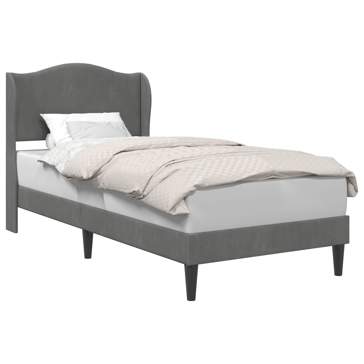 vidaXL Bedframe met hoofdeinde Donkergrijs 90 x 190 cm Fluweel