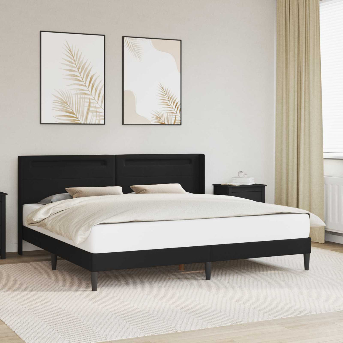 vidaXL Bedframe met LED-stripverlichting Zwart 90 x 190 cm Kunstleer