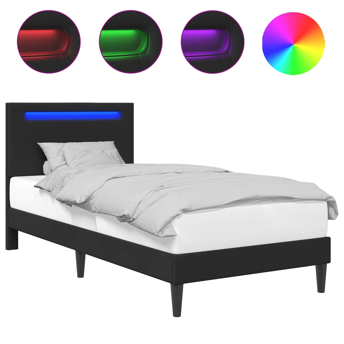 vidaXL Bedframe Zwart 90 x 190 cm Kunstleer