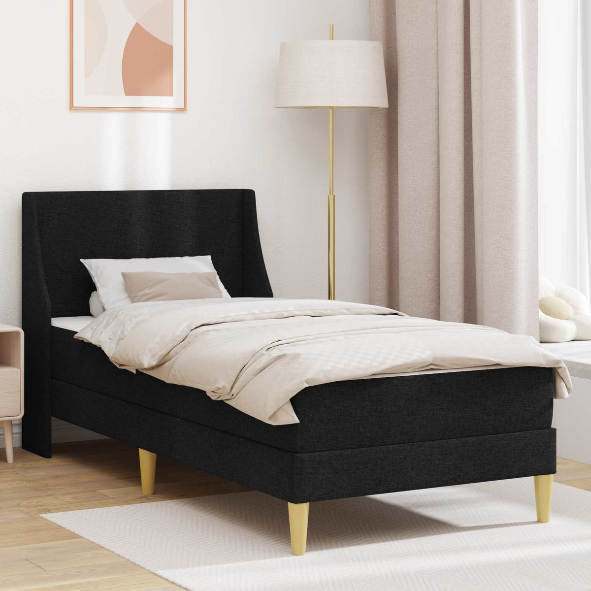 vidaXL Bedframe met matras Wandgemonteerd Lichtgrijs 90 x 200 cm Stof