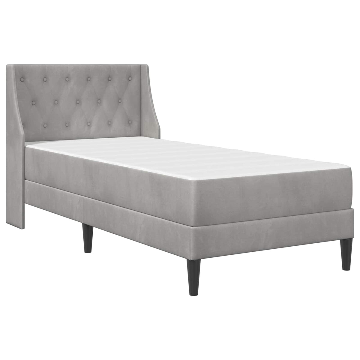 vidaXL Bedframe met matras Wandgemonteerd 2 pcs Lichtgrijs Fluweel
