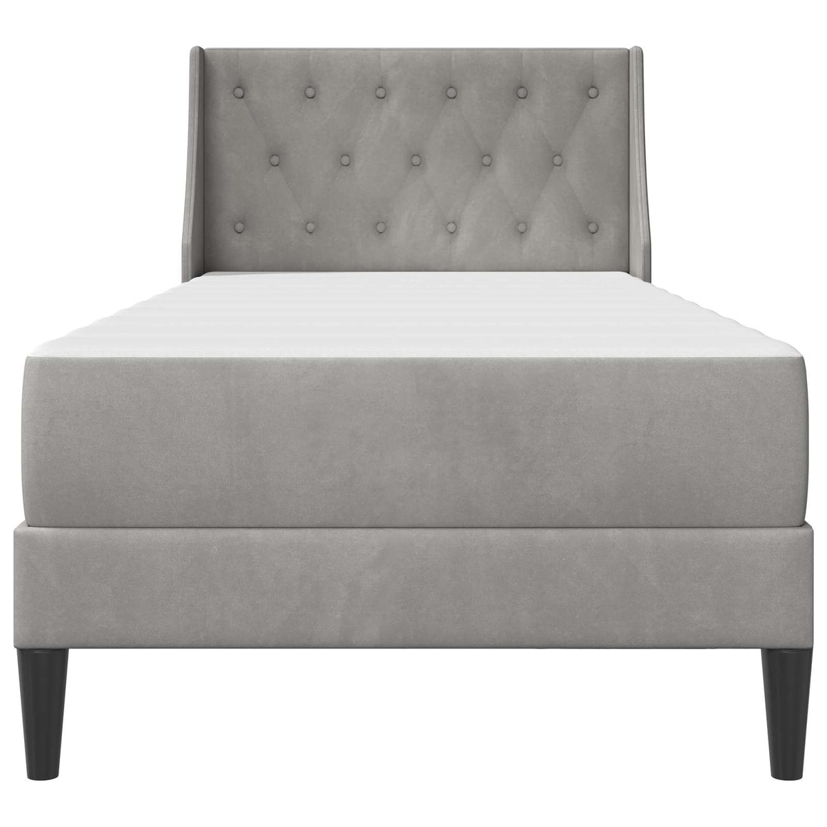 vidaXL Bedframe met matras Wandgemonteerd 2 pcs Lichtgrijs Fluweel