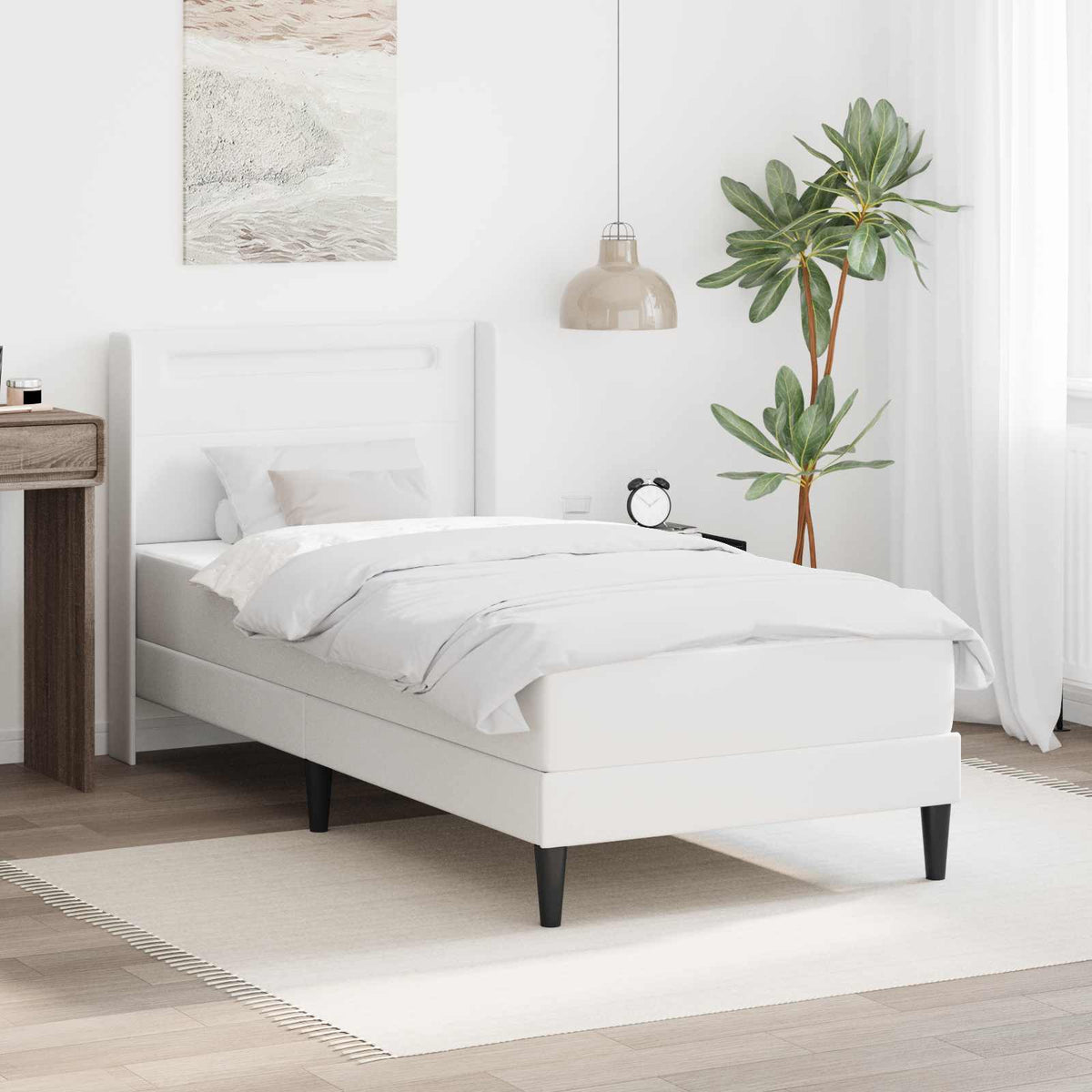 vidaXL Bedframe met matras Grijs 80 x 200 cm Kunstleer