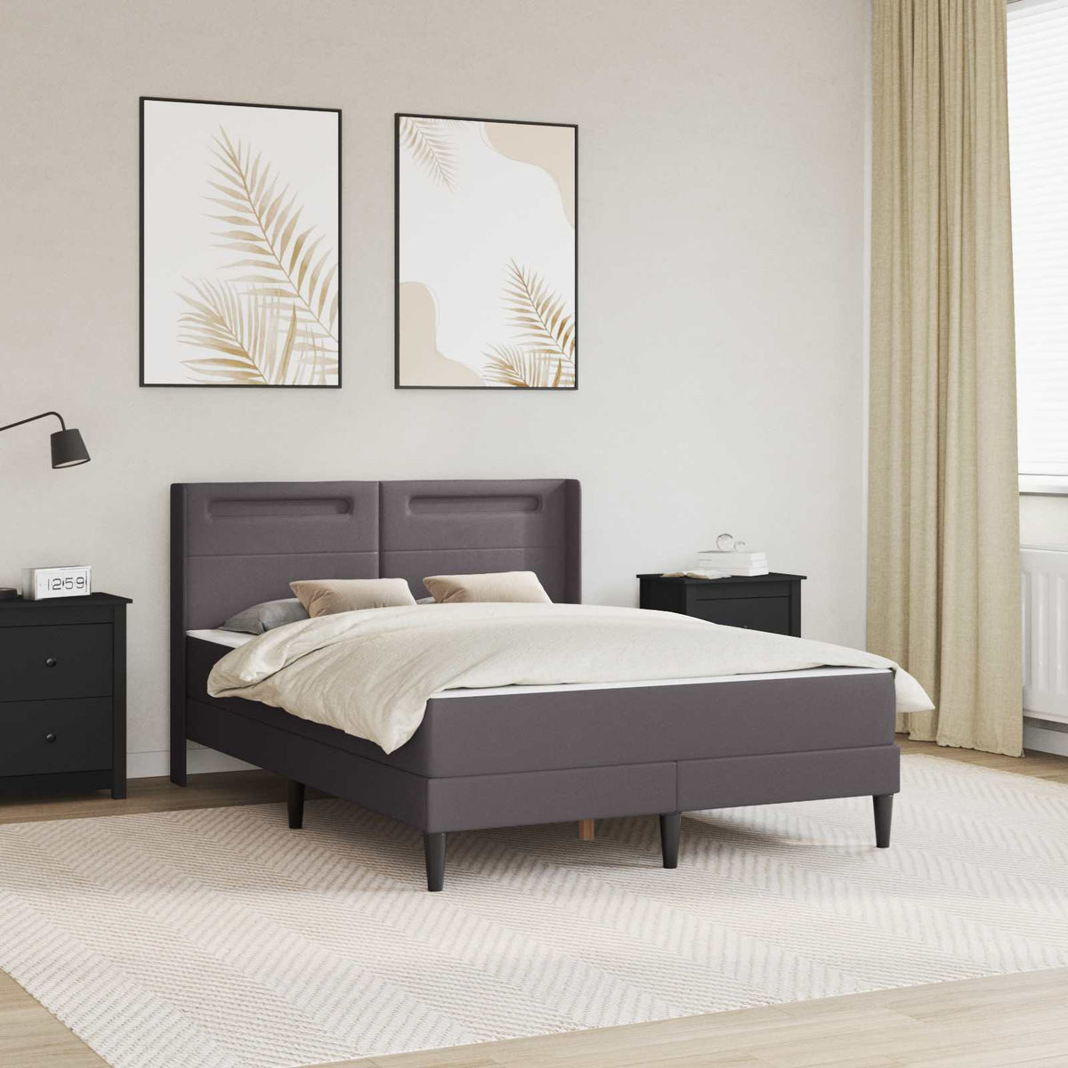 vidaXL Bedframe met matras Grijs 80 x 200 cm Kunstleer