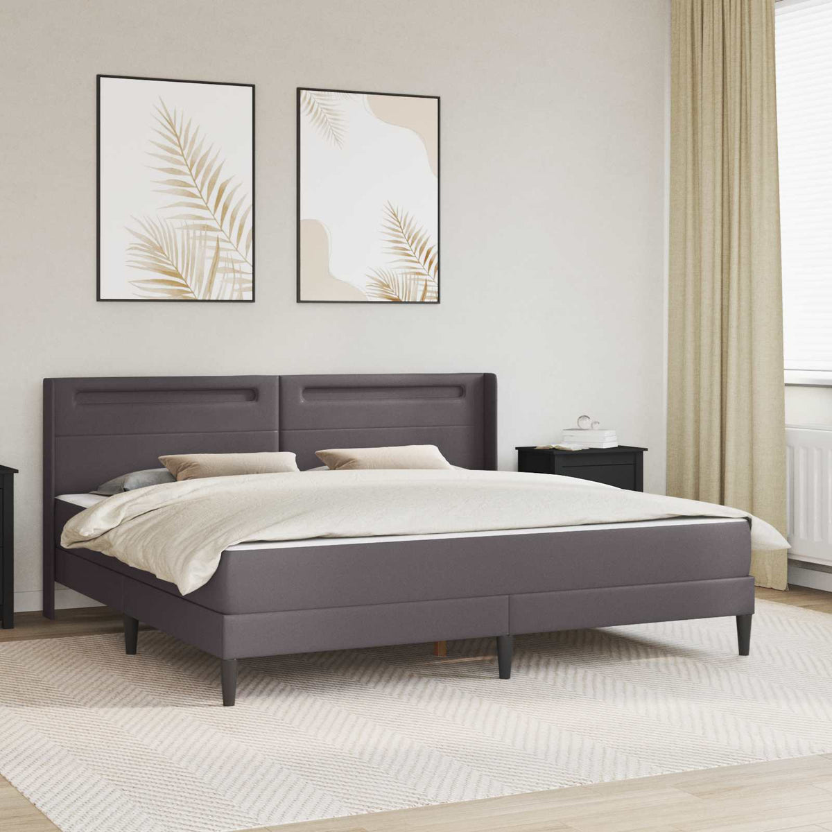 vidaXL Bedframe met matras Grijs 80 x 200 cm Kunstleer