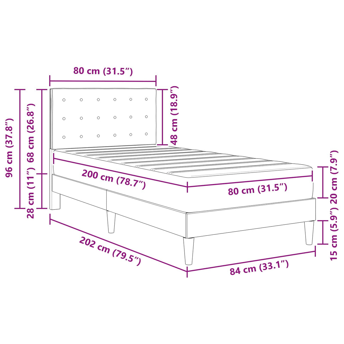 vidaXL Bedframe met matras met hoofdeinde Lichtgrijs 120 x 190 cm Stof