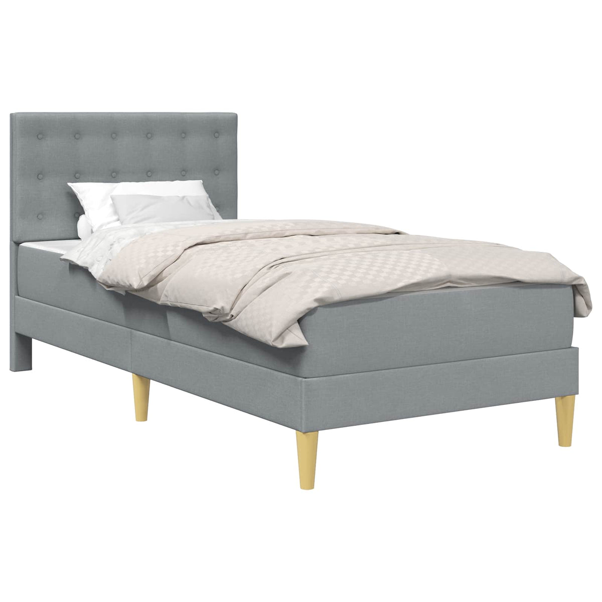 vidaXL Bedframe met matras met hoofdeinde Lichtgrijs 120 x 190 cm Stof