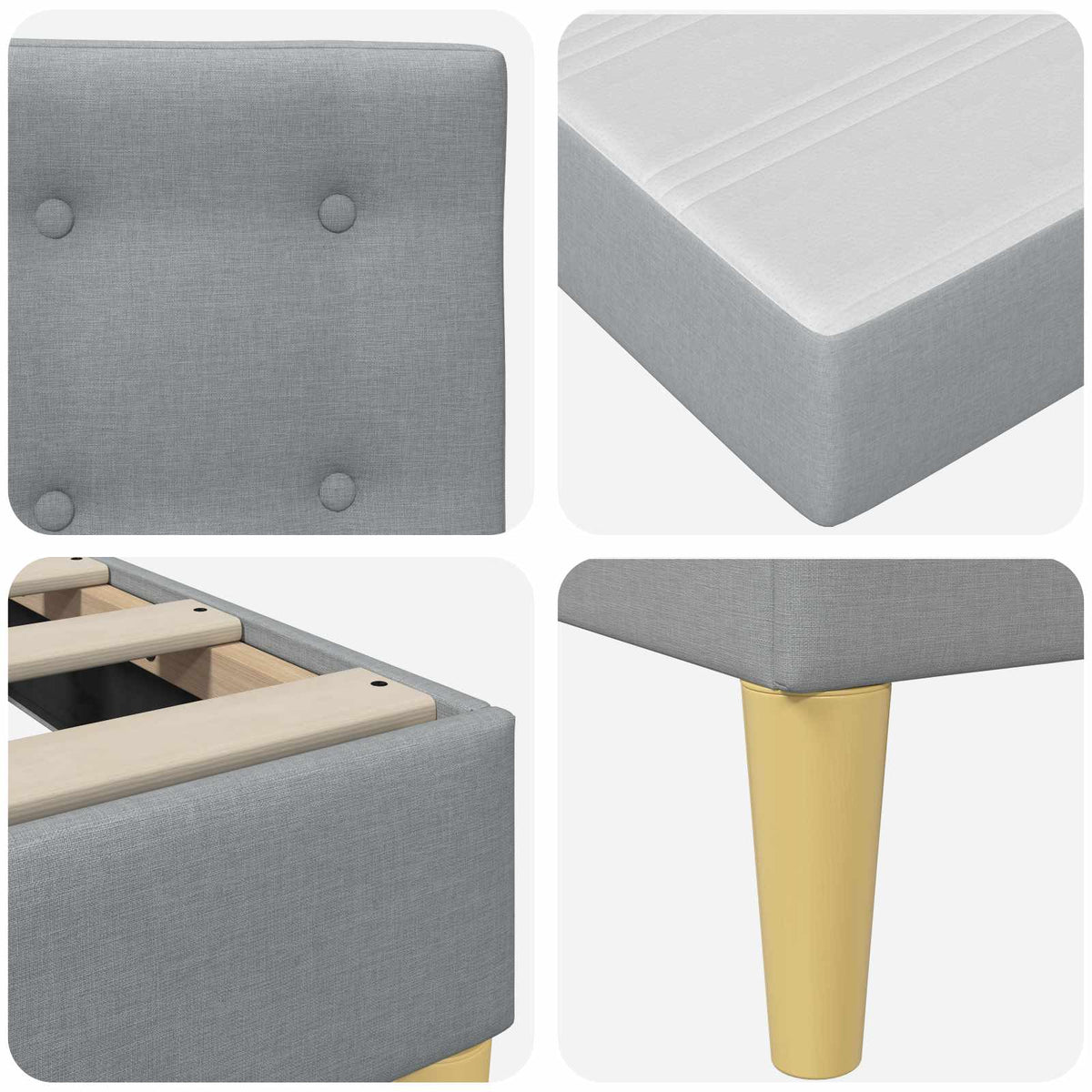 vidaXL Bedframe met matras met hoofdeinde Lichtgrijs 120 x 190 cm Stof