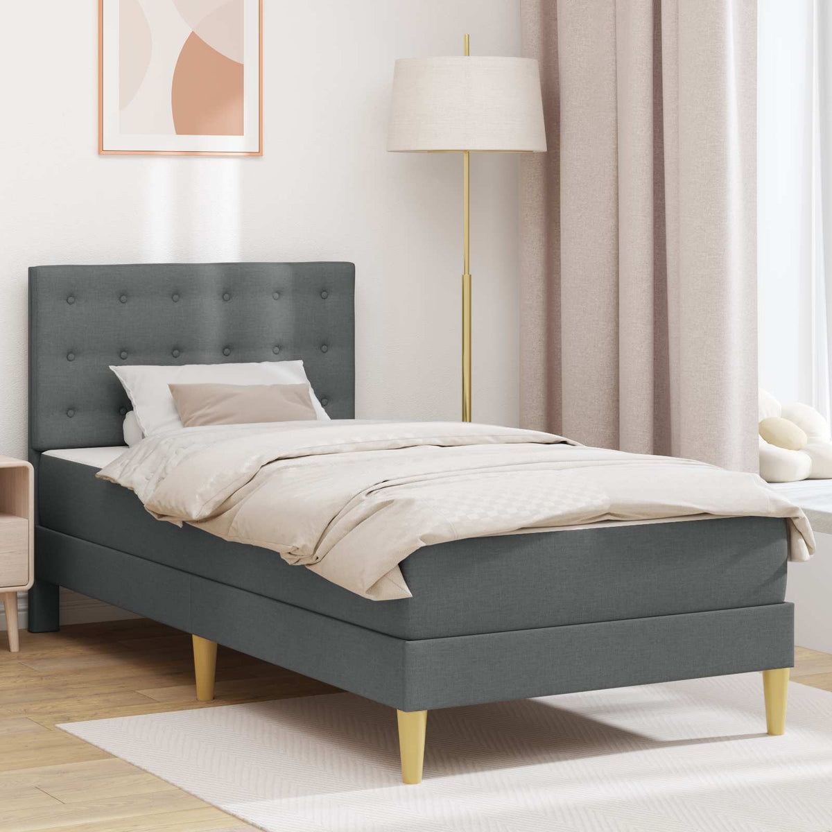 vidaXL Bedframe met matras met hoofdeinde Lichtgrijs 120 x 190 cm Stof