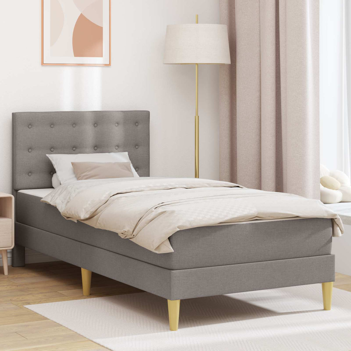 vidaXL Bedframe met matras met hoofdeinde Lichtgrijs 120 x 190 cm Stof