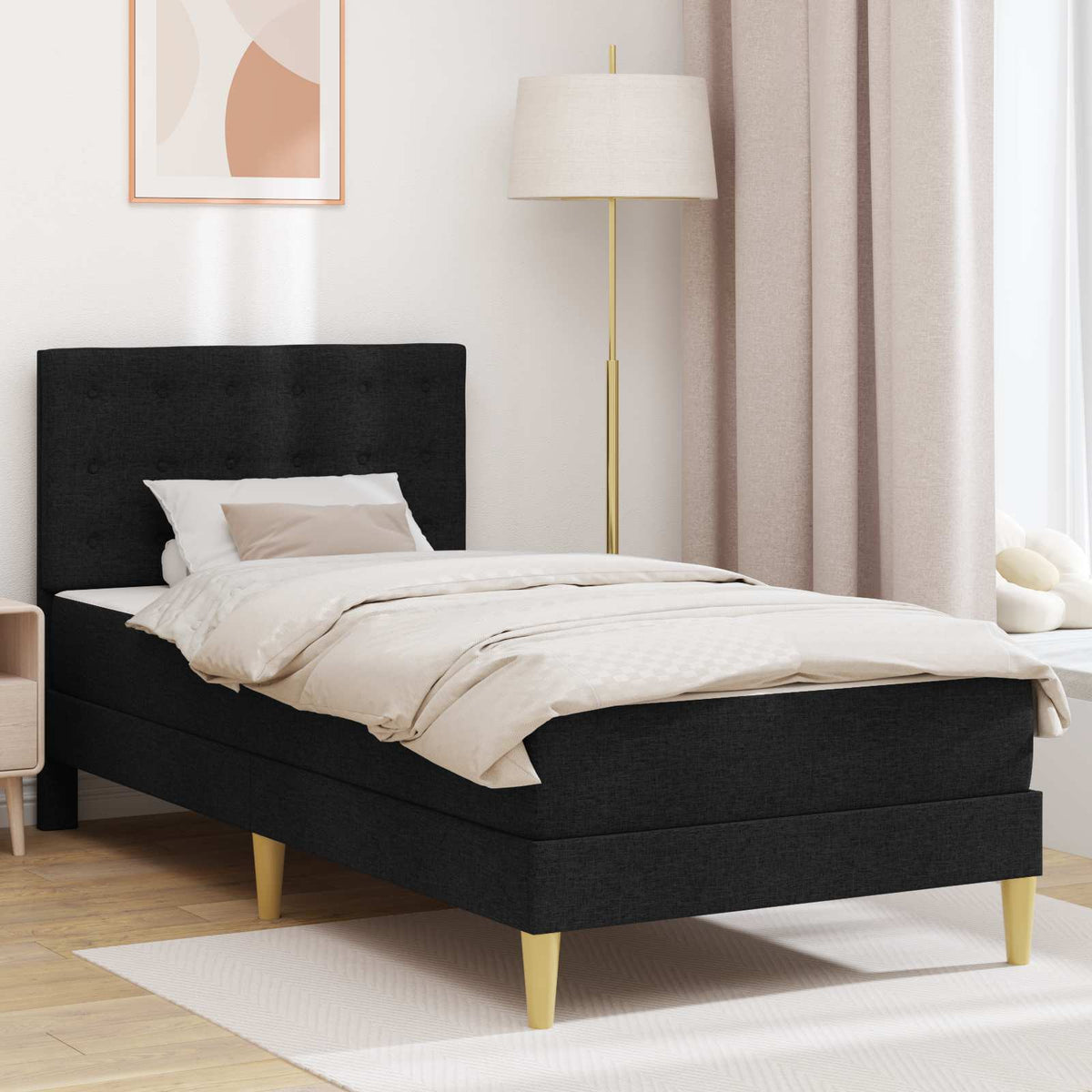 vidaXL Bedframe met matras met hoofdeinde Lichtgrijs 120 x 190 cm Stof