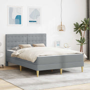 vidaXL Bedframe met matras met hoofdeinde Lichtgrijs 120 x 190 cm Stof