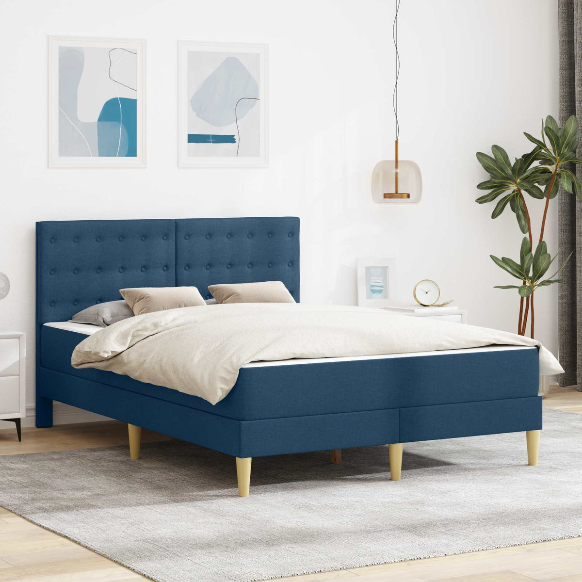 vidaXL Bedframe met matras met hoofdeinde Lichtgrijs 120 x 190 cm Stof