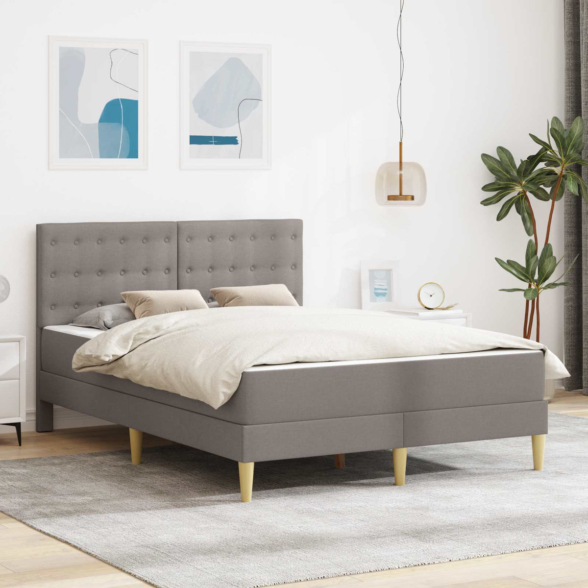 vidaXL Bedframe met matras met hoofdeinde Lichtgrijs 120 x 190 cm Stof