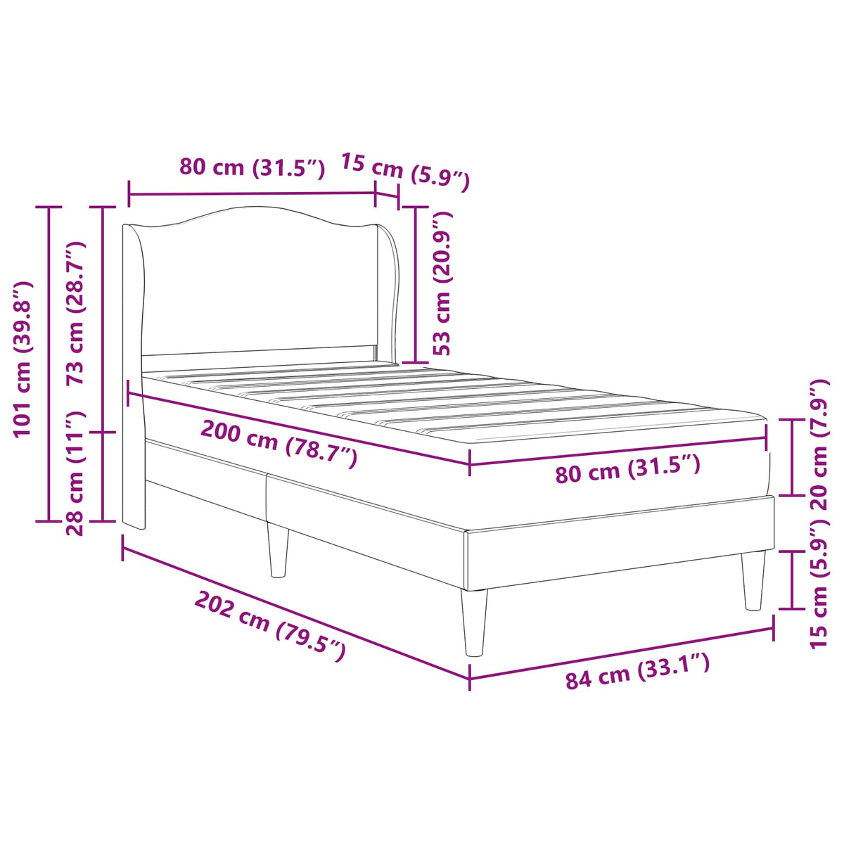 vidaXL Bedframe met hoofdeinde Roze 90 x 190 cm Fluweel