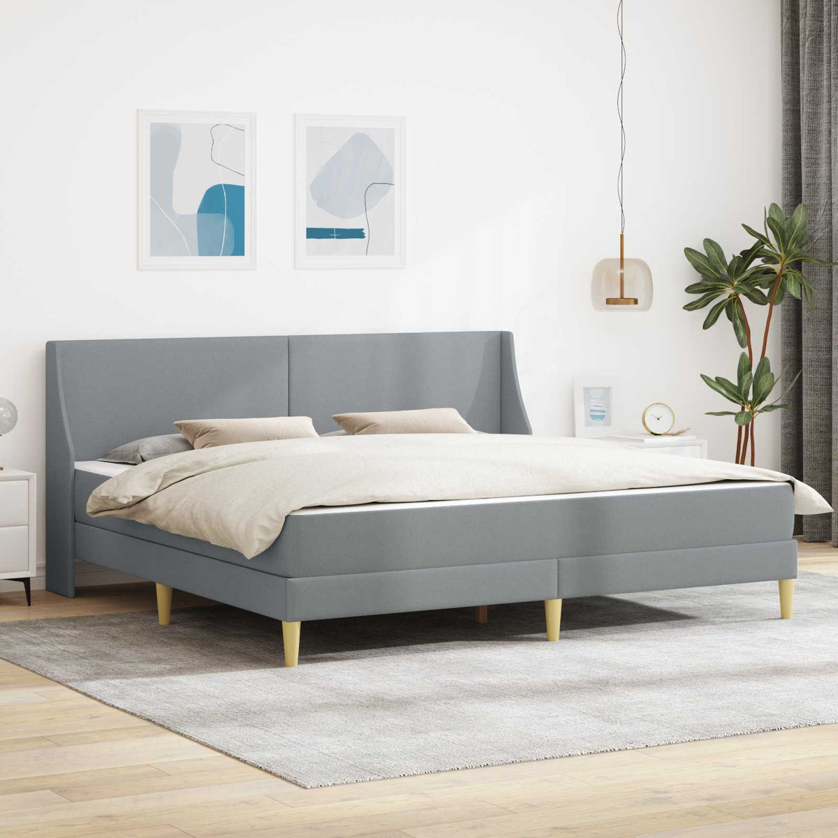 vidaXL Bedframe met matras met hoofdeinde Lichtgrijs 90 x 190 cm Stof