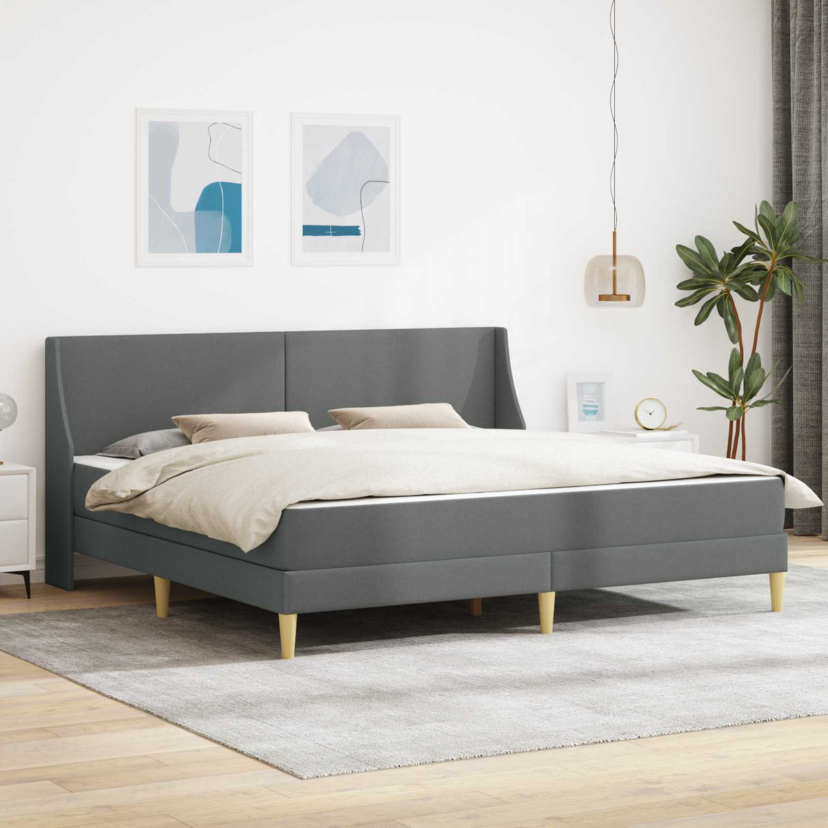 vidaXL Bedframe met matras met hoofdeinde Lichtgrijs 90 x 190 cm Stof