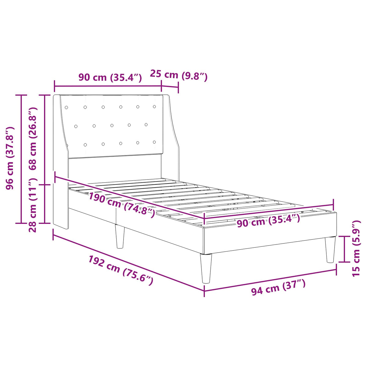 vidaXL Bedframe met matras met matras 2 pcs Donkergrijs Fluweel