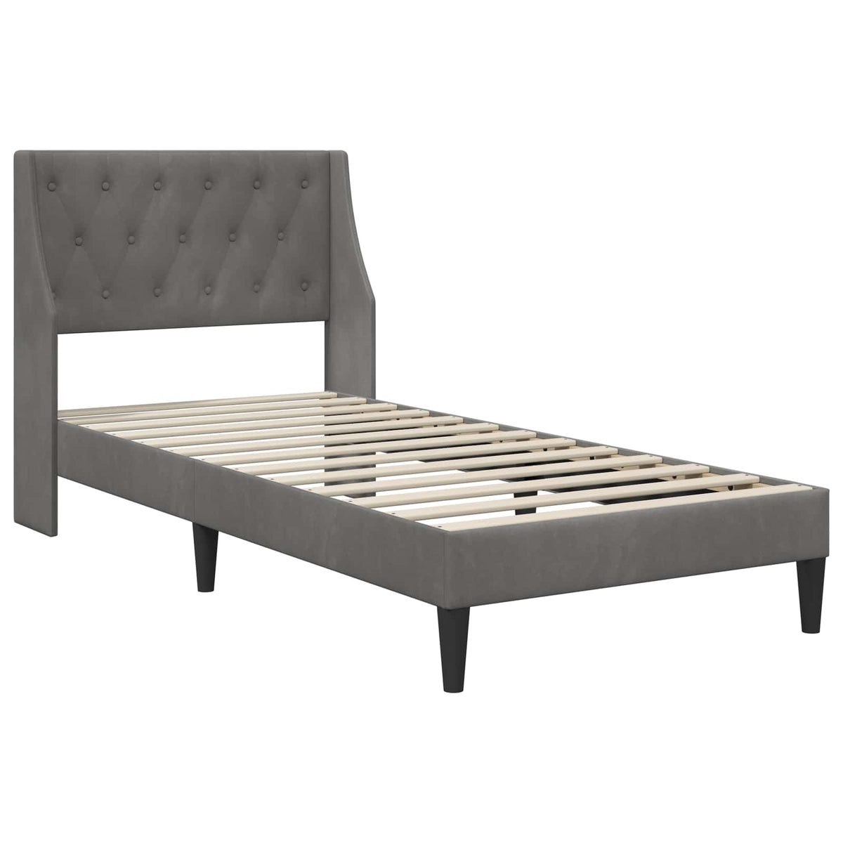 vidaXL Bedframe met matras met matras 2 pcs Donkergrijs Fluweel