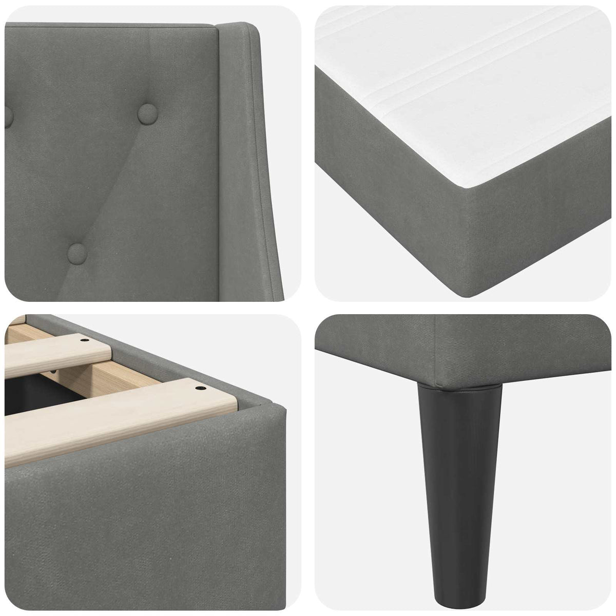 vidaXL Bedframe met matras met matras 2 pcs Donkergrijs Fluweel