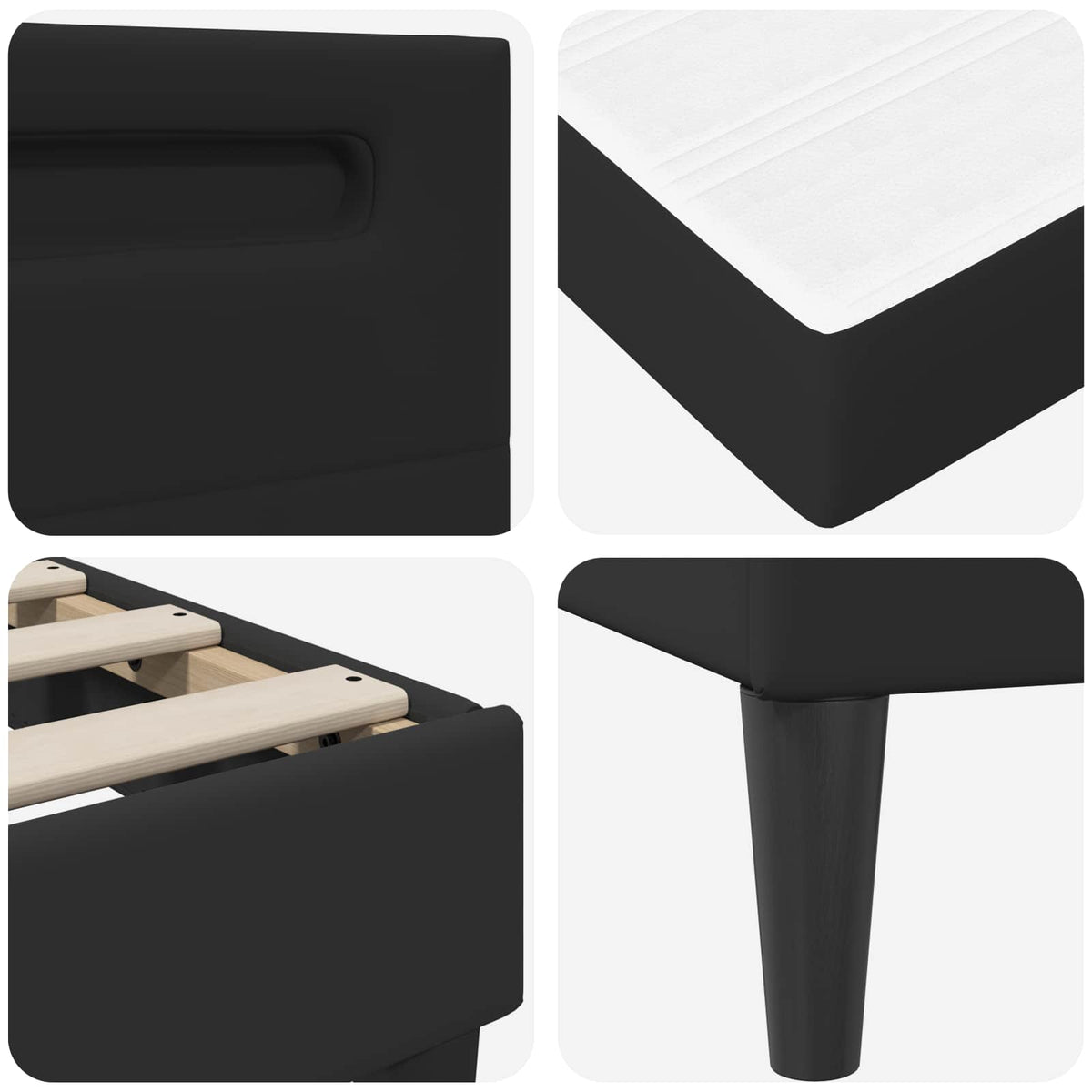 vidaXL Bedframe met LED-stripverlichting Zwart 90 x 190 cm Kunstleer
