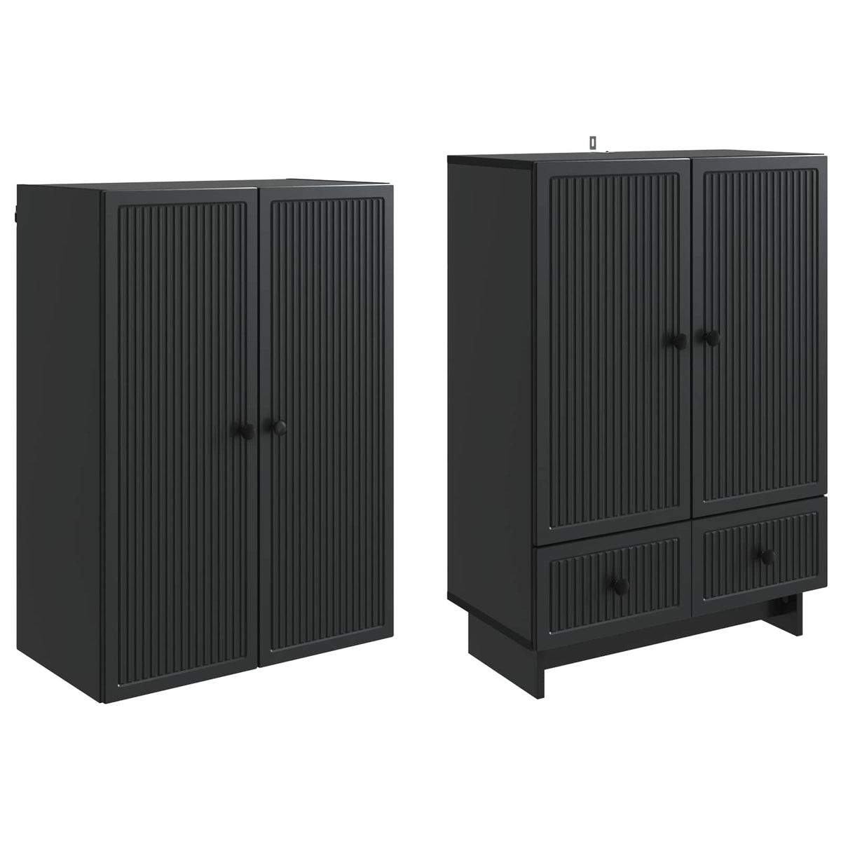 vidaXL Kastenset 2 pcs Zwart 66 x 34,5 x 95 cm Bewerkt hout