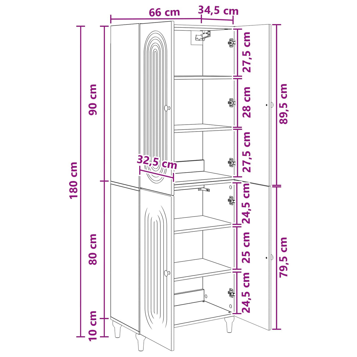 vidaXL Kastenset 2 pcs 66 x 34,5 x 90 cm Bewerkt hout