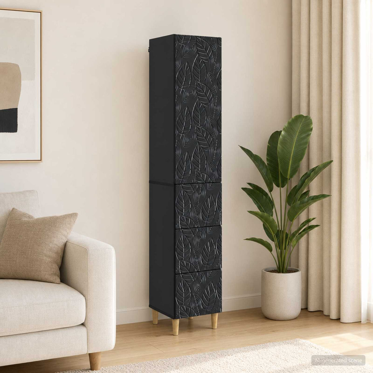 vidaXL Kastenset 2 pcs Zwart 33 x 34,5 x 90 cm Bewerkt hout