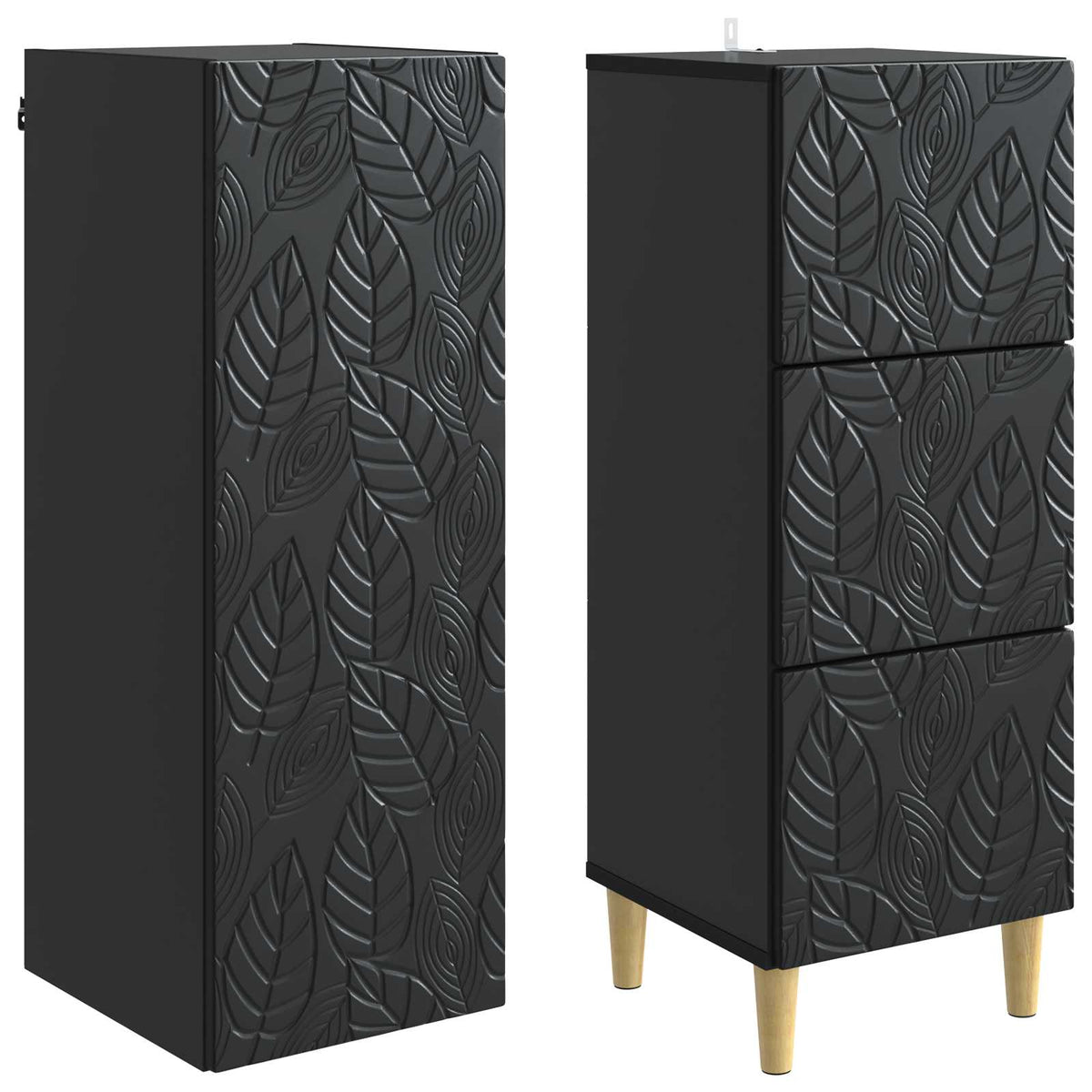 vidaXL Kastenset 2 pcs Zwart 33 x 34,5 x 90 cm Bewerkt hout