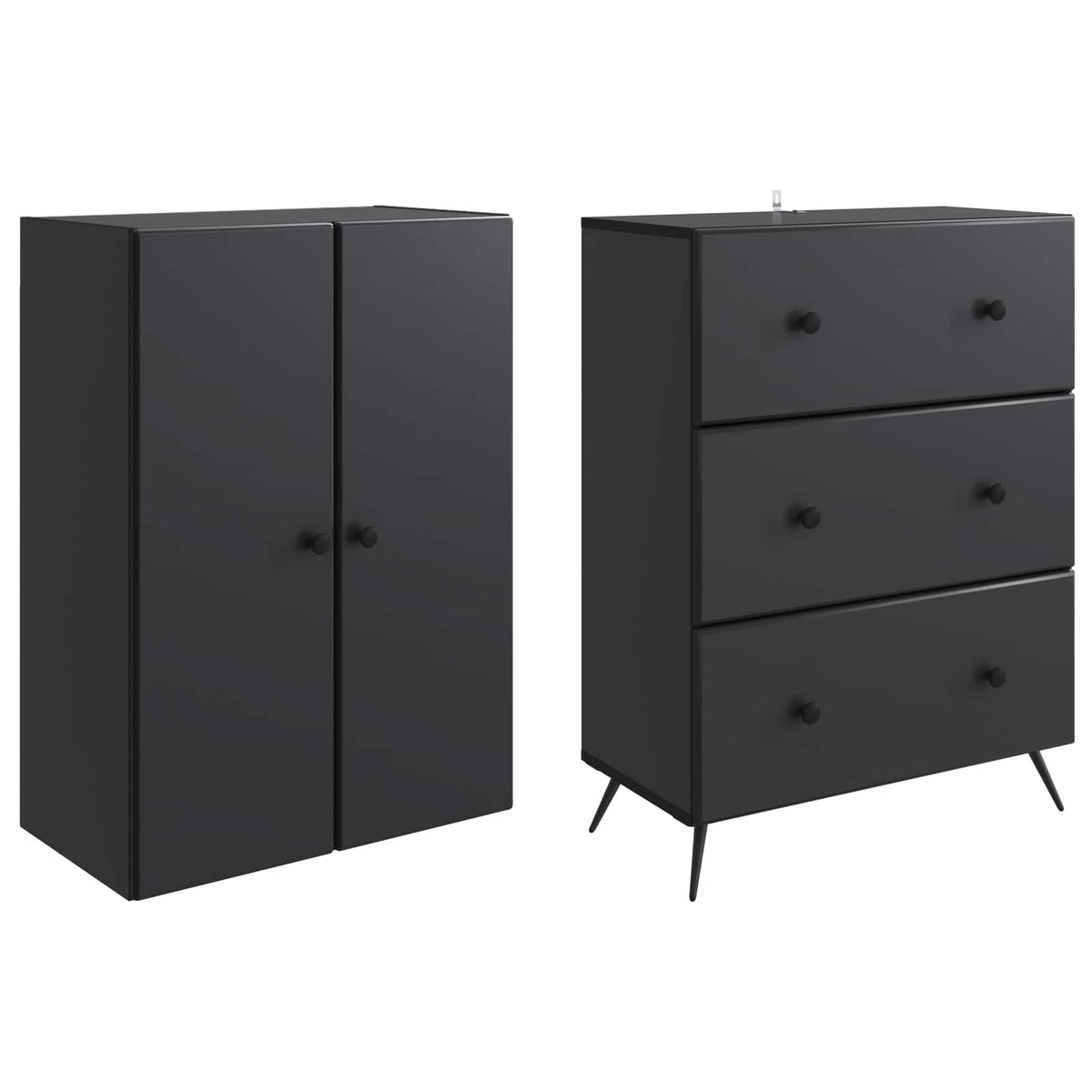 vidaXL Kastenset 2 pcs Zwart 66 x 34,5 x 90 cm Bewerkt hout