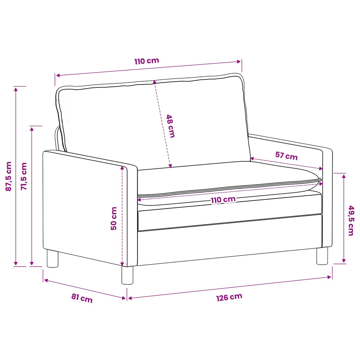 vidaXL Bankstel 2 pcs Crèmekleurig Polyester