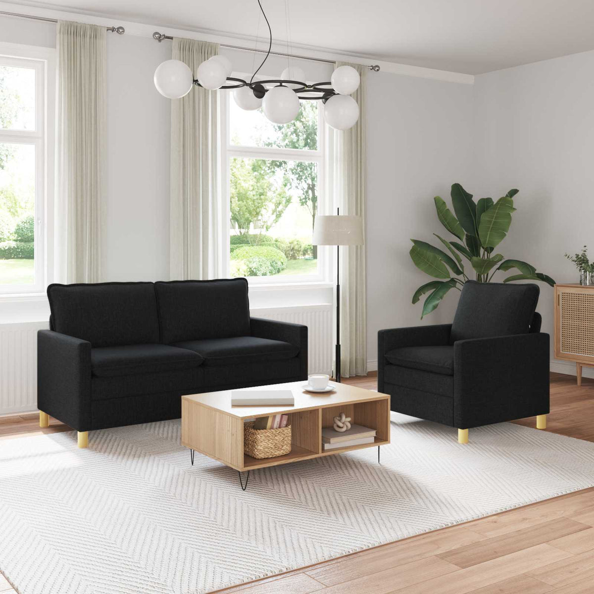 vidaXL Bankstel 2 st Lichtgrijs Stof