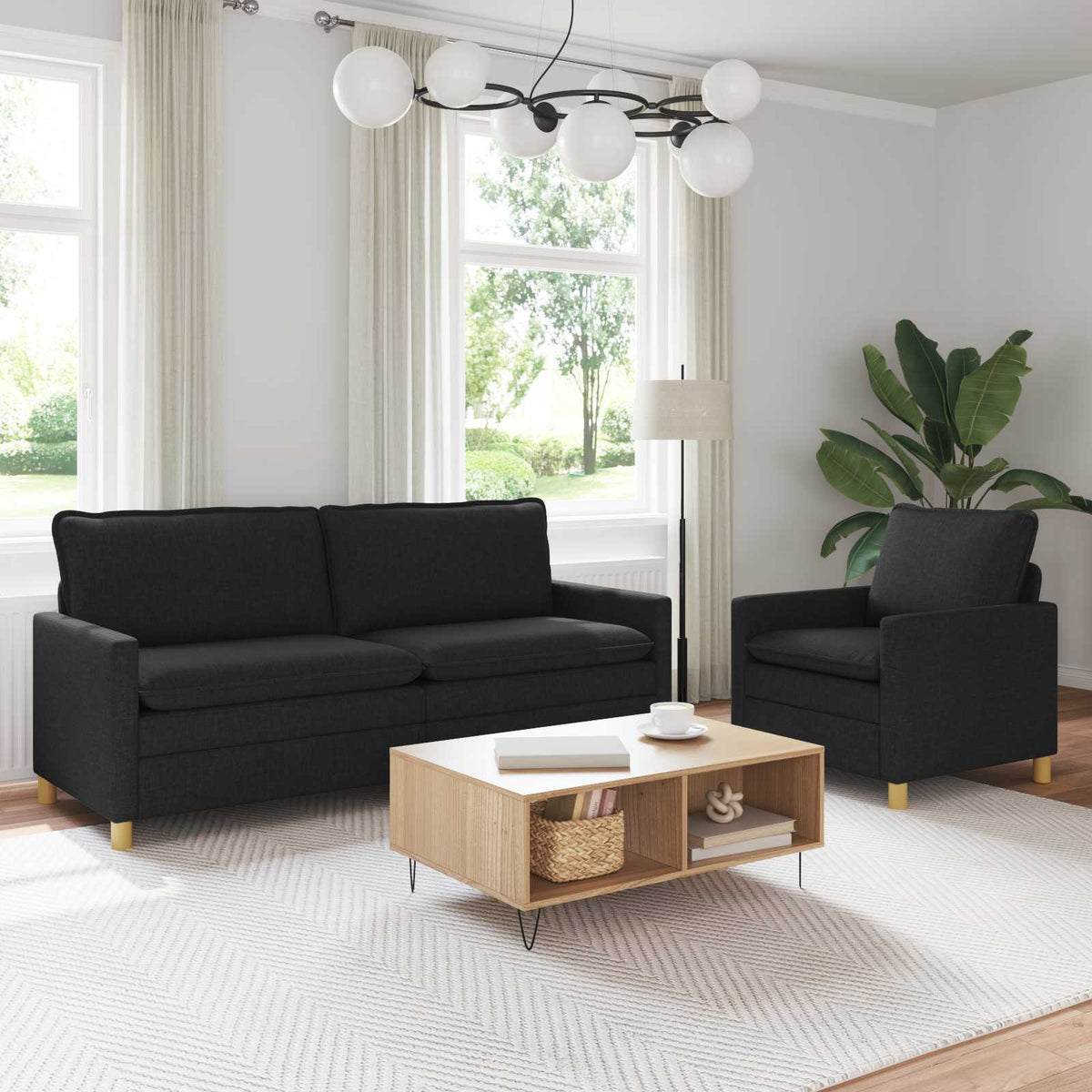 vidaXL Bankstel 2 st Lichtgrijs Stof