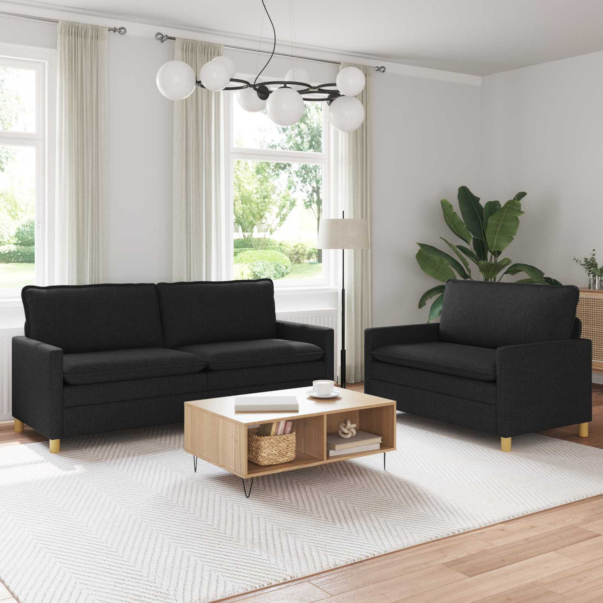 vidaXL Bankstel 2 st Lichtgrijs Stof