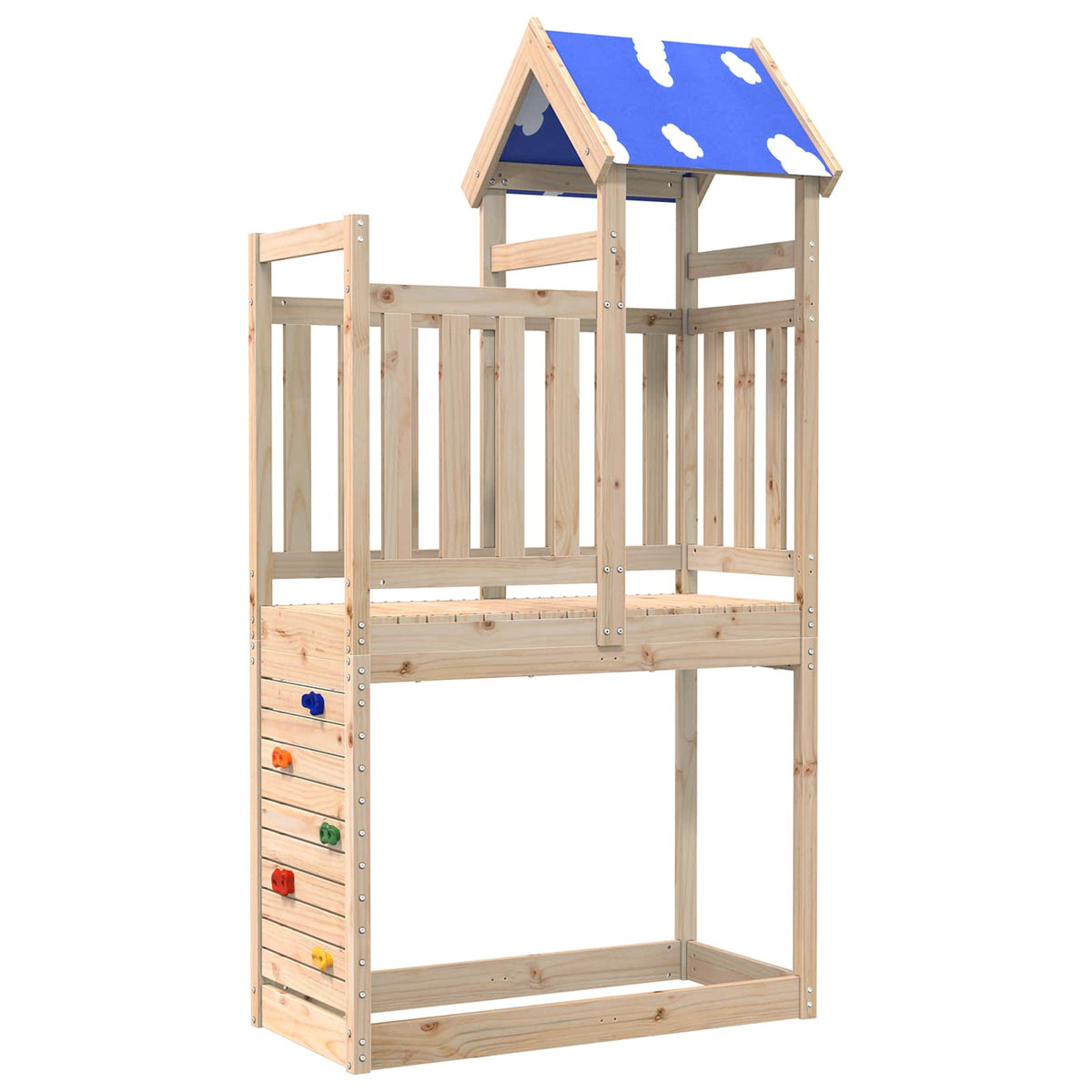 vidaXL Speeltoren Bruin 110,5 x 52,5 x 215 cm Massief grenenhout